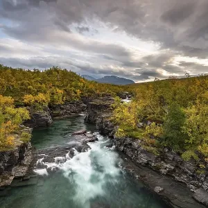 Autumnal Abisko canyon, Abiskojokk river