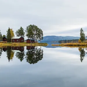 Autumnal landscape with lake, reflection Autumnal landscape with lake, reflection