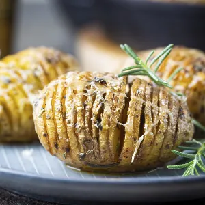 Baked Hasselback Potatoes with Cheese Print Baked Hasselback Potatoes with Cheese Print