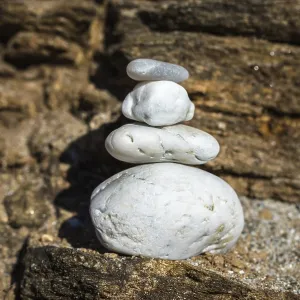 Balance white stone on the atlantic ocean Balance white stone on the atlantic ocean