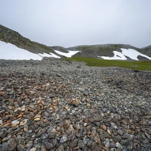 Barren mountain landscape with stones