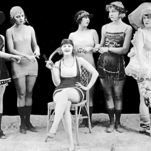 Bathing fashion, historic photograph, around 1920 Bathing fashion, historic photograph, around 1920