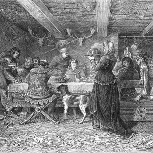 The Bavarians in the Mark, eating in the hall