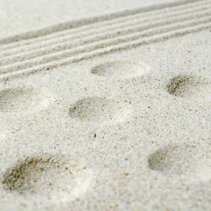 Beach sand with lines and circles