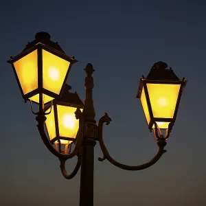 Beautiful ancient lamp at night