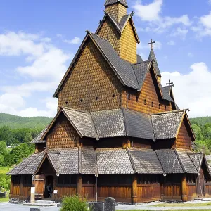 The beautiful church in Norway in Heddal