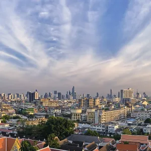 Beautiful cityscape of Bangkok city center in evening Beautiful cityscape of Bangkok city center in evening