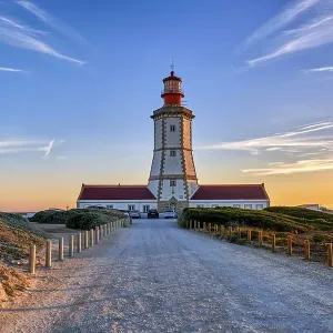 Beautiful of coastal lighthouse in warm colors of sunset