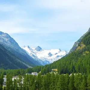 Beautiful Mountain View over the Swiss Alps with Glacier Morteratsch