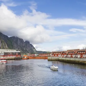 Beautiful rorbu or fishermans houses in Svolvaer Lofoten Islands in Norway