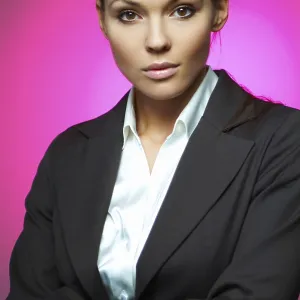 Beautiful and sexy brunette business woman isolated on clear background