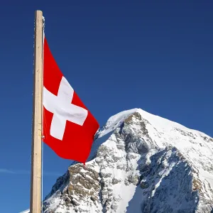 Beautiful Snowcapped Mountain Peak Monch 4107 Meters High