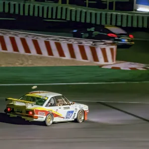 Beckmann-Opel Manta B with foxtail at night on the Nurburgring race track race track Grand Prix circuit