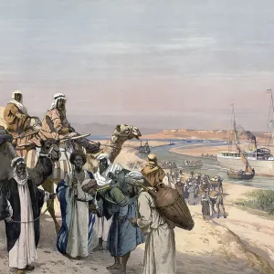 Bedouins with their camels on the Suez Canal