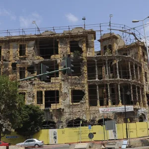 Beirut: civil war ruins. Civil War Ruins on Elias Sarkis Boulevard