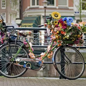 Bicycle decorated with flowers