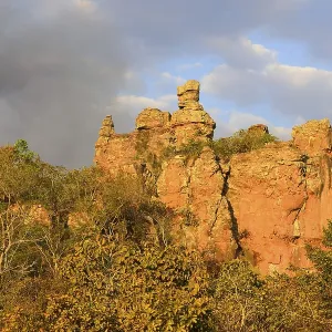 Bizarre rock formation and clouds of smoke during a bushfire Bizarre rock formation and clouds of smoke during a bushfire