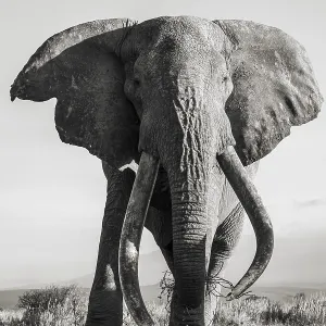 Black and White Print of Craig the Super Tusker Elephant