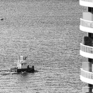 Black and White Print of Toronto Marina Scene