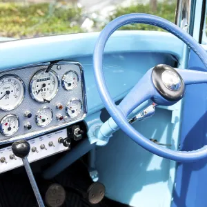Blue Dashboard Of Vintage Car Blue Dashboard Of Vintage Car