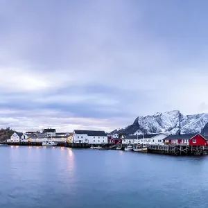 Blue hour, dusk, on the coast near Reine Blue hour, dusk, on the coast near Reine