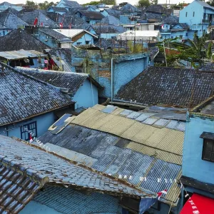 The blue village in Indonesia, photograped with a drone