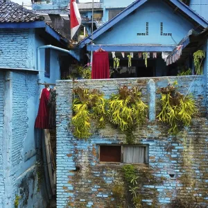 The blue village in Indonesia, photograped with a drone
