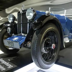 Blue vintage car from 1931 in the museum