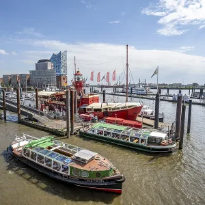 Boats at the city sports harbour in the Elbe Boats at the city sports harbour in the Elbe