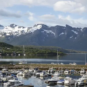 Boats moored in marina Ornes, Nordland