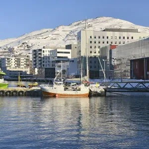 Boats and residential buildings on the shore of a bay Boats and residential buildings on the shore of a bay