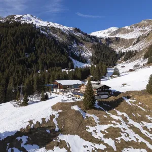 Bort Gondola Lift Cable Car Station on Sunny Winter Day
