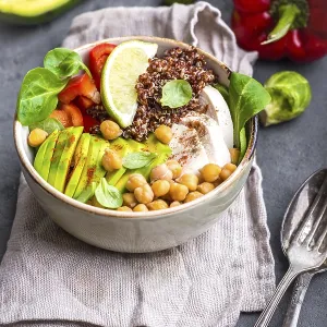 Bowl with healthy salad. Bowl with mix of chickpea Bowl with healthy salad. Bowl with mix of chickpea