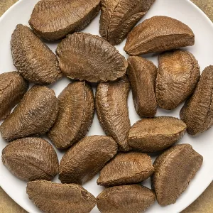 Brazil Nuts in Shells Print on Textured Bark Paper