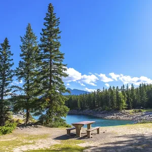Breathtaking summer view of lake minnewanka