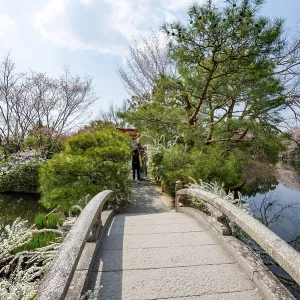 Bridge over Kyoyochi Pond in Japanese Garden Bridge over Kyoyochi Pond in Japanese Garden