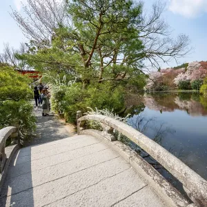 Bridge over Kyoyochi Pond in Japanese Garden