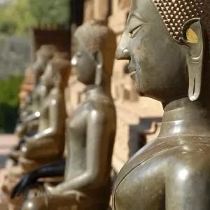 Bronze buddha statues Temple museum of Art and Antiquities Haw Pha Kaew Museum Vientiane Laos Bronze buddha statues Temple museum of Art and Antiquities Haw Pha Kaew Museum Vientiane Laos