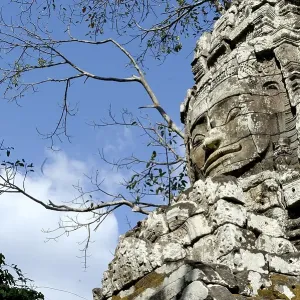 One of the many Buddha faces at the Bayon