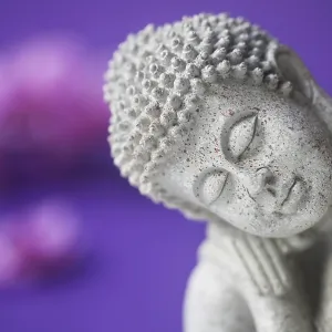 Buddha Figure Print on Purple Background