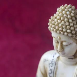 Buddha Figure Print on a Vibrant Red Background