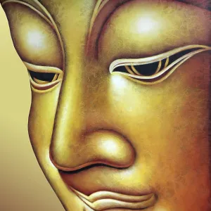 Buddha figure with texture blending process