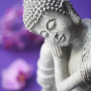 Buddha Figurine with Orchids Print