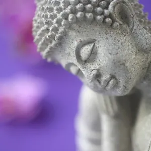 Buddha Figurine Print on Purple Background