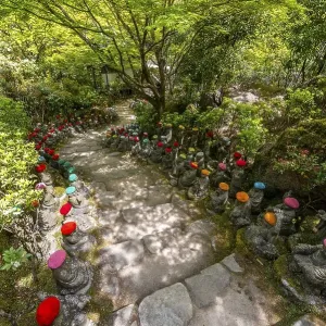 Buddha statue with colorful caps