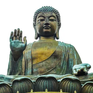 Buddha statue isolated on white background in Po Lin Monastery