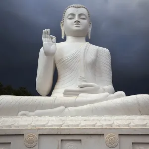 Buddha statue, Seated Buddha, stormy atmosphere Buddha statue, Seated Buddha, stormy atmosphere