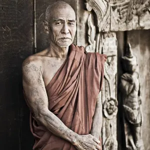 Buddhist monk at a monastery in Burma