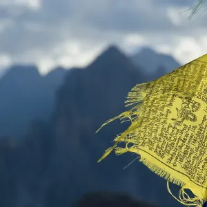 Buddhist prayer flag, Dreizinnen Three Pinnacles Area