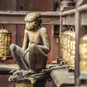 Buddhist Prayer Wheels, Monkey Buddhist Prayer Wheels, Monkey